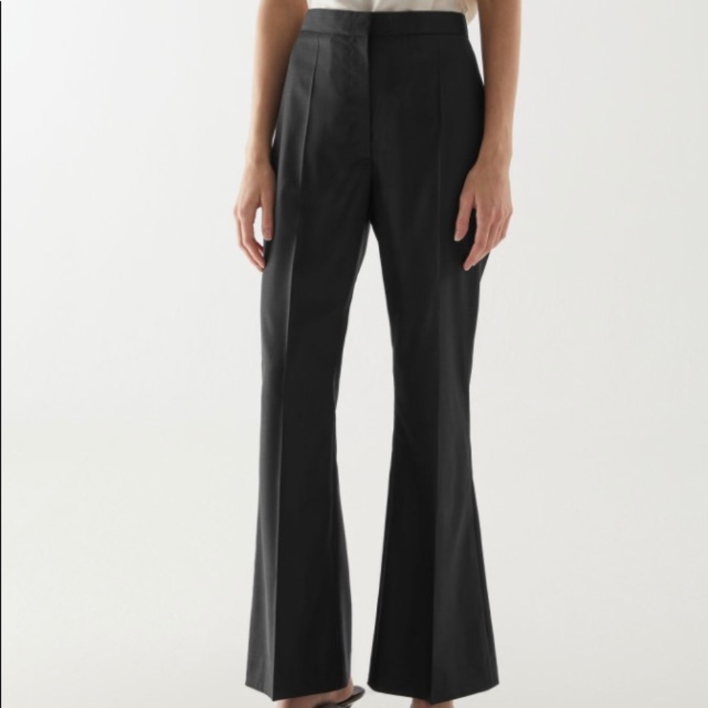 High-waisted wool flared trousers